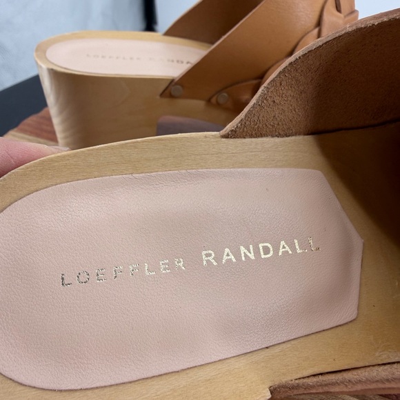 LOEFFLER RANDALL Lupa Wooden Mid Heel Italian Leather Clog Size 9 - Picture 4 of 9